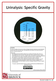 Clinical skills instruction booklet cover page, Urinalysis Specific Gravity